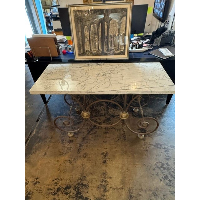 Traditional Vintage French Marble Top Pastry Table For Sale - Image 3 of 7