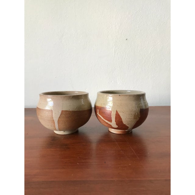 Vintage Studio Signed Pottery Drippy Glaze Tea Cup or Bowls - Pair For Sale In Boise - Image 6 of 10