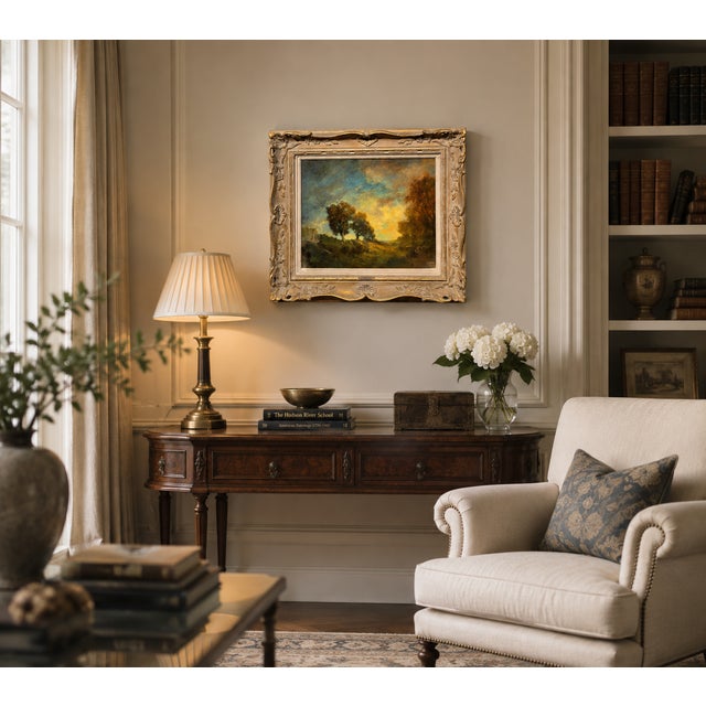Robert Crannell Minor–Landscape at Sunset–19th Century American Tonalist Oil Painting For Sale - Image 11 of 11