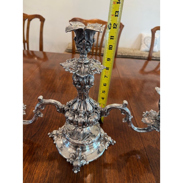 Reed & Barton 1940s Reed & Barton #165 Epergne Candelabra With Original Glass Bowls - Mid Century For Sale - Image 4 of 4