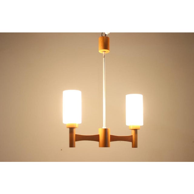 Wood and Glass Pendant Light, Czechoslovakia, 1980s For Sale - Image 9 of 15