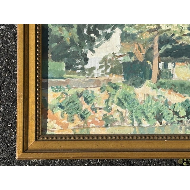 Mid 20th C. Original Oil on Canvas - Estate Landscape Scene For Sale - Image 10 of 12