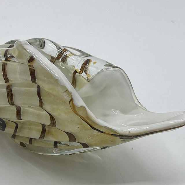 Murano Vintage Murano Style Art Glass Conch Seashell 9.5" Hand Blown Nautical Decor Figurine For Sale - Image 4 of 10