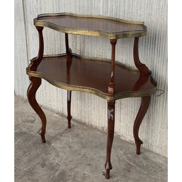 French Mahogany Brass Two-Tier Side or Coffee Table For Sale - Image 4 of 8