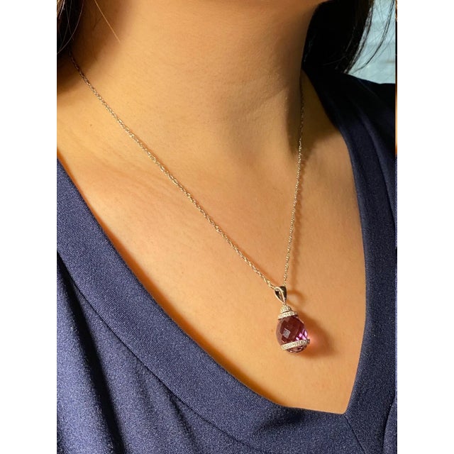 The Ivanna: Ladies Bold Amethyst and Diamond Necklace in 14K For Sale - Image 4 of 4