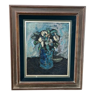 Mid 20th Century An Original, Highly Textured Modernist Floral Still Life - Signed For Sale