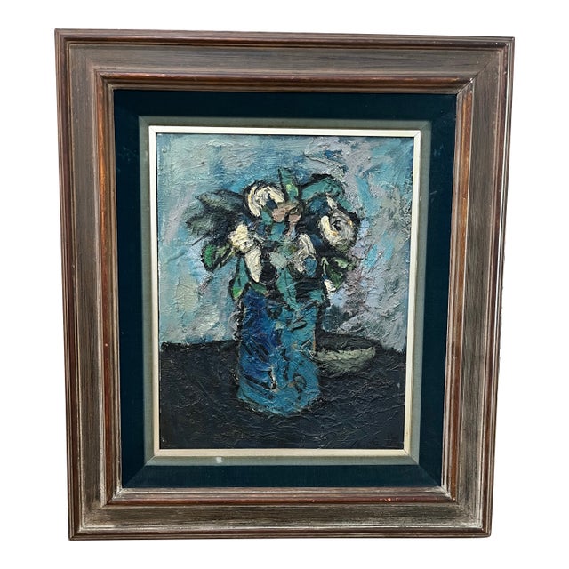 Mid 20th Century An Original, Highly Textured Modernist Floral Still Life - Signed For Sale