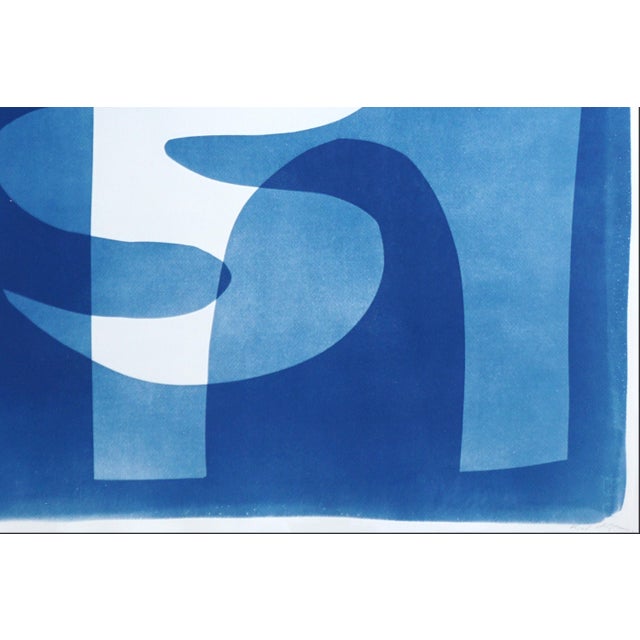 2020s 2025, Desert Modernism Cyanotype Monotype on Watercolor Paper, Blue and White "Cloudy Night", Handmade Monotype Cyanotype on Paper by Kind of Cyan For Sale - Image 5 of 8