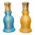 Pair of Vintage Lampe Berger Paris Fragrance Lamps – Blue & Amber Glass For Sale