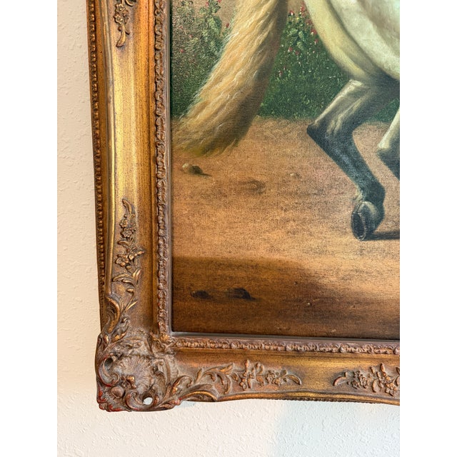 Large Antique Signed European Equestrian Portrait Oil Painting Late 19th Century For Sale In Jacksonville, FL - Image 6 of 17