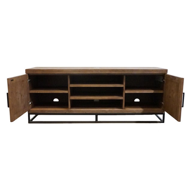 2020s Pottery Barn Glazed Pine Contemporary Modern 66" Malcom Media Console 2662472 For Sale - Image 5 of 12