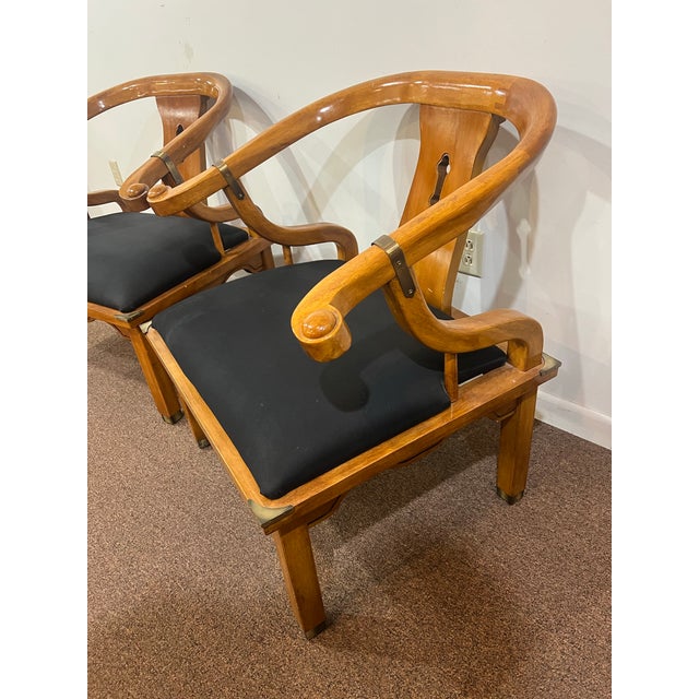 James Mont Style MCM Horseshoe Club Chairs Set of 2 For Sale - Image 6 of 12