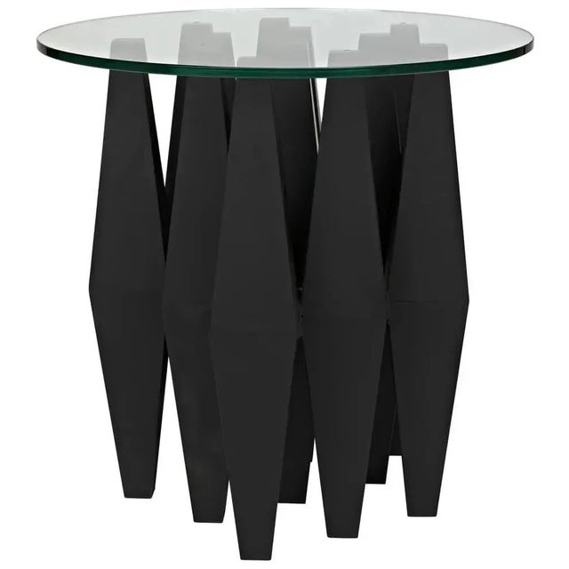 Mid-Century Modern NOIR Soldier Side Table, Black Iron with Glass Top For Sale - Image 3 of 6