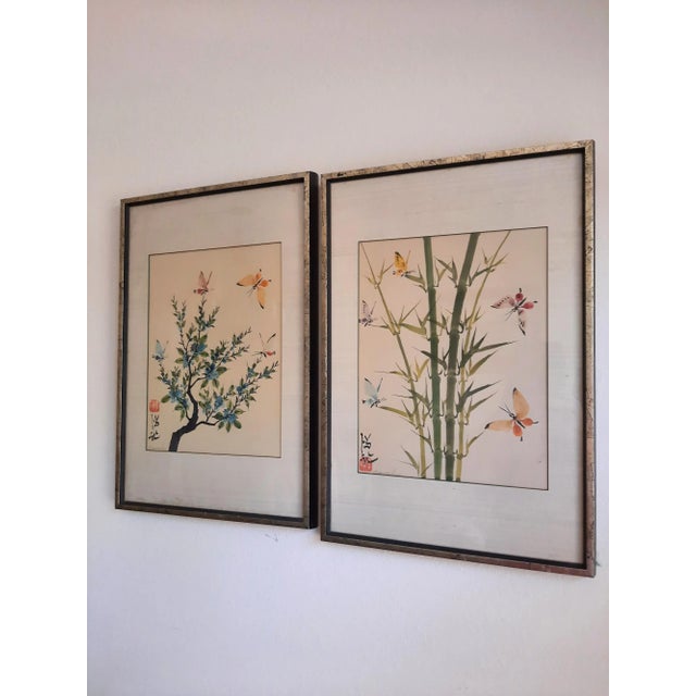Chinese Vintage Pair Famed Johnson Lee Signed Watercolor For Sale - Image 3 of 11