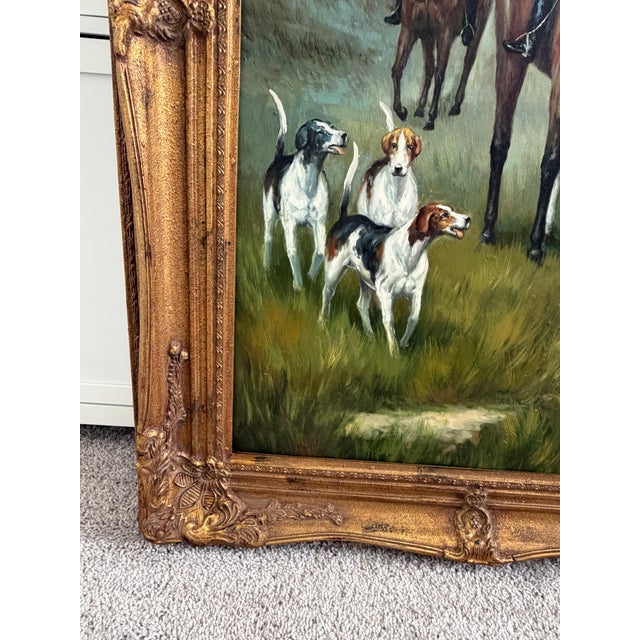 2020s Fox Hunting Scene Oil Painting on Canvas Horses Hounds Equestrian Sporting Art For Sale - Image 5 of 14