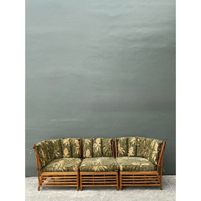 Vintage MCM Stuck Rattan Sofa For Sale In West Palm - Image 6 of 12