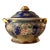 Vintage Chinese Porcelain Tureen, Hand Painted, Royal Blue & Gold Floral For Sale