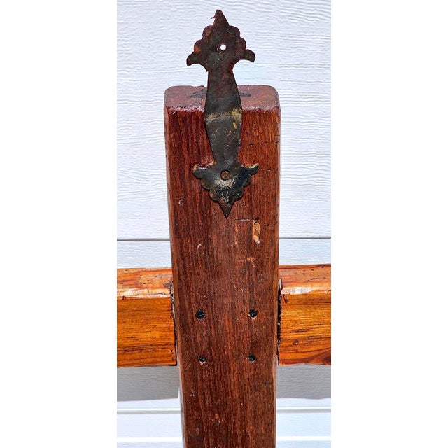 Rustic Handcrafted Oak Wall Cross With Decorative Clavos For Sale - Image 9 of 13