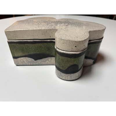 Trudi Battershall Ceramic box. Crackle-glaze earthenware. In very nice shape, signed to bottom. The artist did a series of...