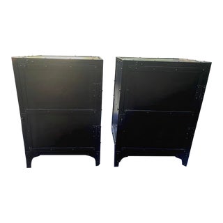Pair of Restoration Hardware Iron Bedside Tables For Sale