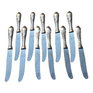 1980s Gremany Jubgdestil 11x Knives in Arg 800 Silver / Rostrfei Art Nouveau For Sale