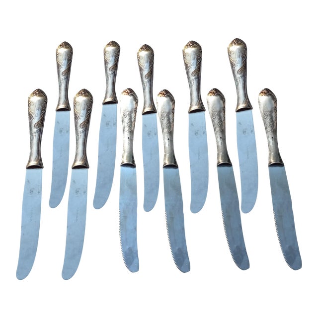 1980s Gremany Jubgdestil 11x Knives in Arg 800 Silver / Rostrfei Art Nouveau For Sale
