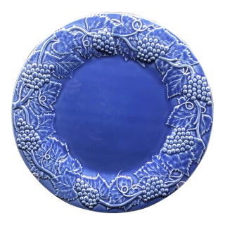 Large Bordallo Pinheiro Grape Cobalt 14” Chop Plate For Sale