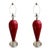90s Pair of Red Ceramic Tear Drop Shaped Table Lamp With Acrylic Base For Sale