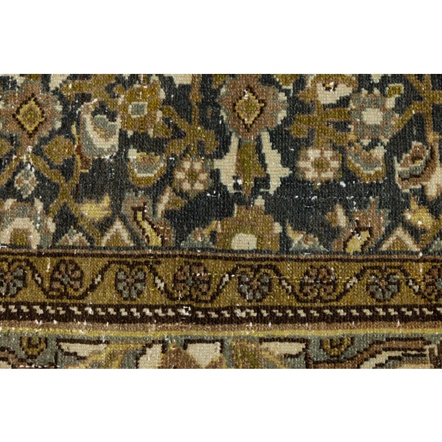 Textile 19th Century Antique Mahal Wool Rug With Charcoal Field & Olive Floral Motifs For Sale - Image 7 of 9