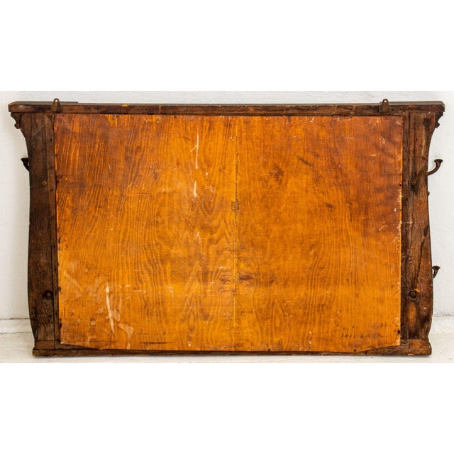 Wood Early 20th Century Arts & Crafts Oak Hat Rack Wall Mirror For Sale - Image 7 of 7
