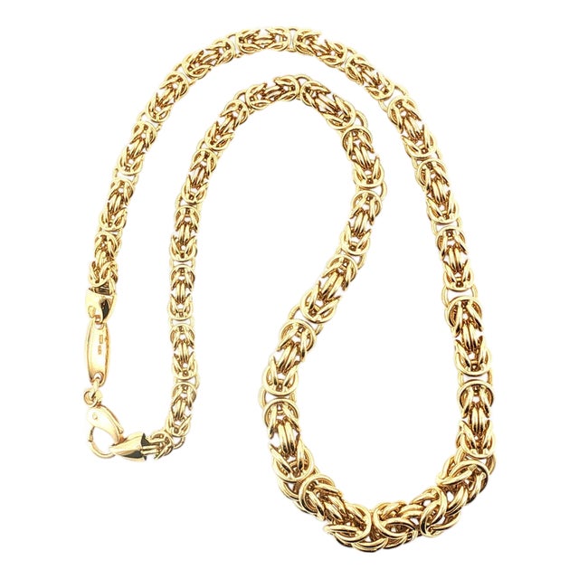 Late 20th-Century 9 to 5.5mm Graduated 18" Solid Byzantine Link Necklace For Sale
