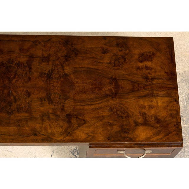 French Art Deco Walnut Burl Pedestal Desk, 1930s For Sale In New York - Image 6 of 18