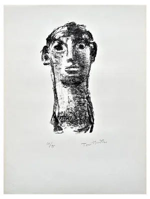 Toni Stadler, Kopf des jungen Perikles, 1976, Hand-Signed & Limited Original Lithograph