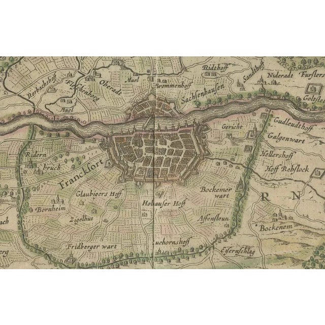 Paper Antique Map of the Frankfurt Region by Johannes Janssonius, 1650 For Sale - Image 7 of 8