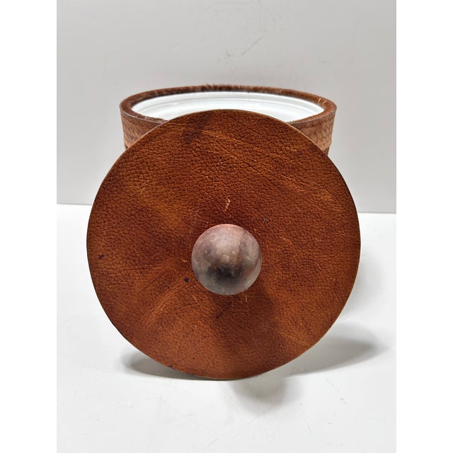 1980s 1980s Cowhide and Tooled Leather Ice Bucket, Western Ranch Barware For Sale - Image 5 of 12