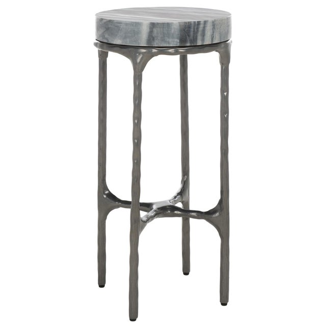 Castiel Hammered Side Table in Grey Marble For Sale In Philadelphia - Image 6 of 8