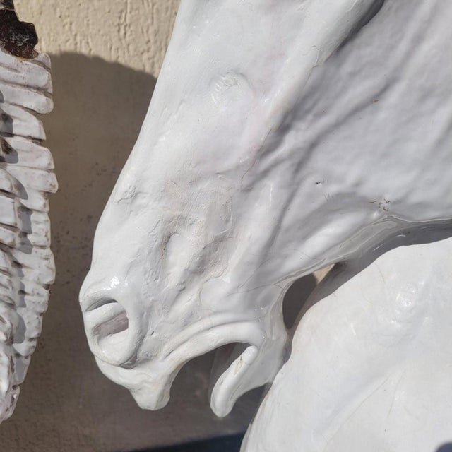 Ceramic Italian Artist, Horse Heads, 20th Century, Ceramic, Set of 2 For Sale - Image 7 of 18