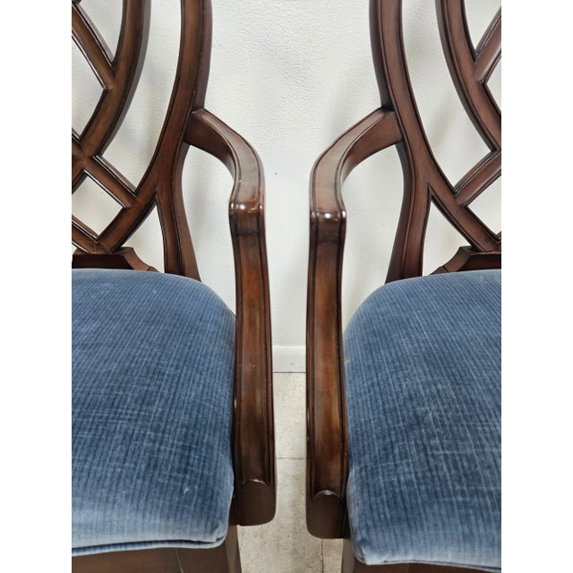 Brown Ethan Allen Dining Room Armchairs Hepplewhite Ribbon Back Collectors Classics- Set of 2 For Sale - Image 8 of 12