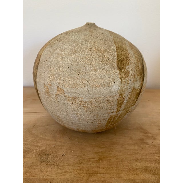 Beautiful vintage studio pottery vase with matte abstract design glaze. In great shape with no condition issues. Signed...