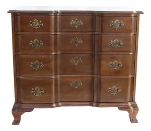 1980s Kindel Mahogany Block Front Chest of Drawers/Commode