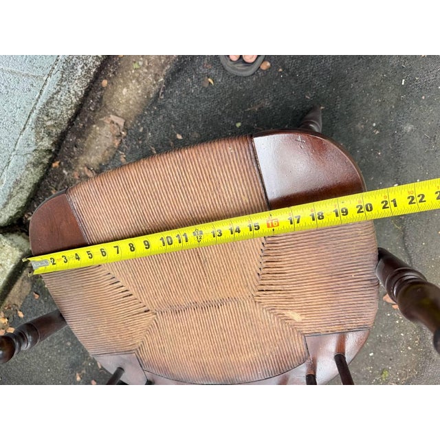 Vintage Windsor-Style Hoop-Back Rush Seat Armchair For Sale - Image 14 of 15