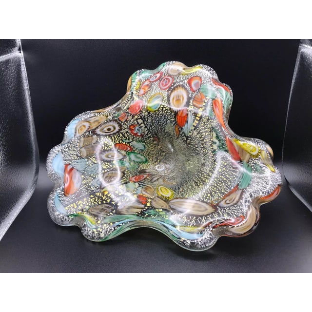Mid 20th Century Vintage Murano Free Form Millefiori Glass Bowl For Sale - Image 12 of 12