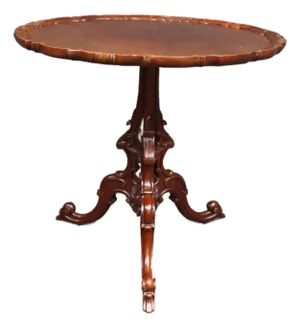 Hickory Chair Mount Vernon Collection Carved Mahogany Pie-Crust Side Table