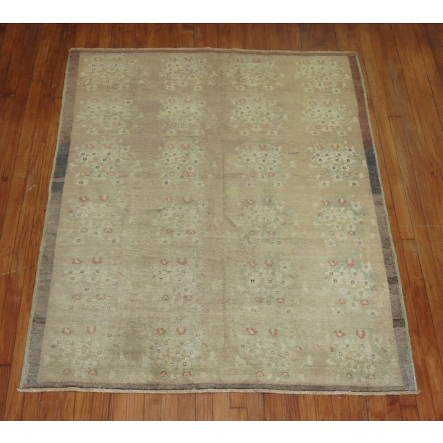 Mid-Century Modern Vintage Turkish Square Shape Area Size Rug - 4'6" x 5'7" For Sale - Image 3 of 6