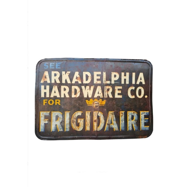 Antique American Art Deco Early Frigidaire Metal Advertising Sign For Sale - Image 9 of 9