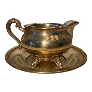 Vintage Silverplate Creamer and Saucer Set- 2 Pieces For Sale