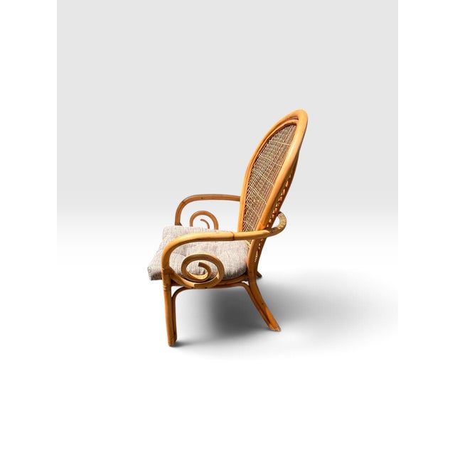 Vintage Palm Beach Bent Rattan & Bamboo Dining Set With Glass Top & 4 Armchairs For Sale - Image 12 of 12