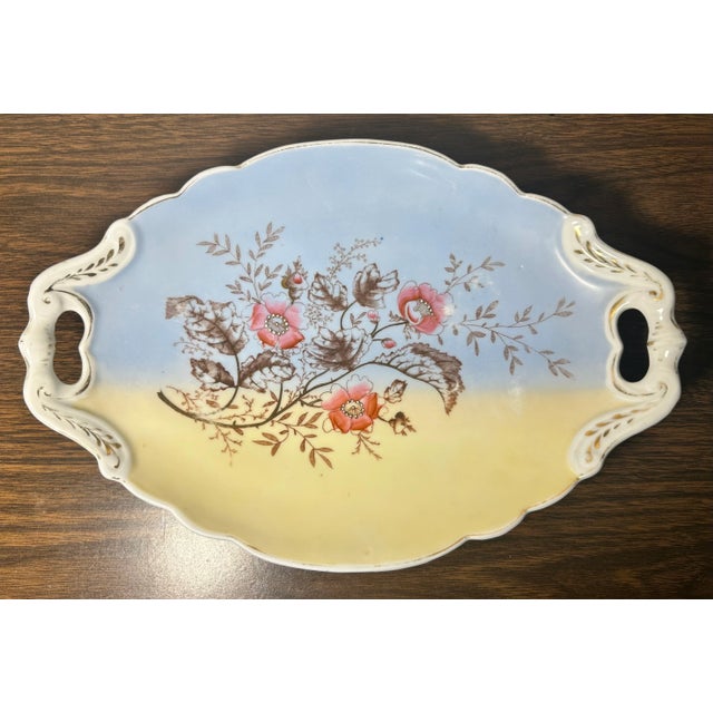 Up for sale is a Late 19th Century German Victorian Gotha Thuringia Porcelain Transferware/Hand-Painted Gilded Floral...