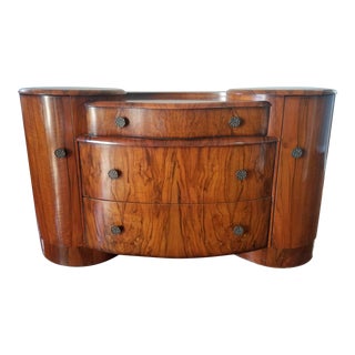 Art Deco Solid Mahogany With Burled Walnut Dresser For Sale