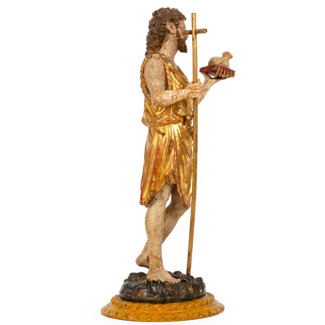 POLYCHROME AND GILTWOOD FIGURE OF SAINT JOHN THE BAPTIST Probably Alpine, possibly Tyrolean, first half of the 19th...